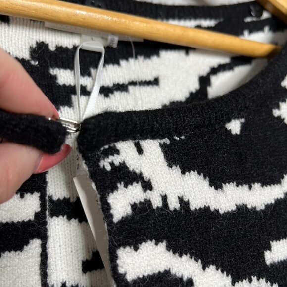 Sioni Zebra Duster Cardigan Size Large Viscose Black White NWT - Picture 6 of 11
